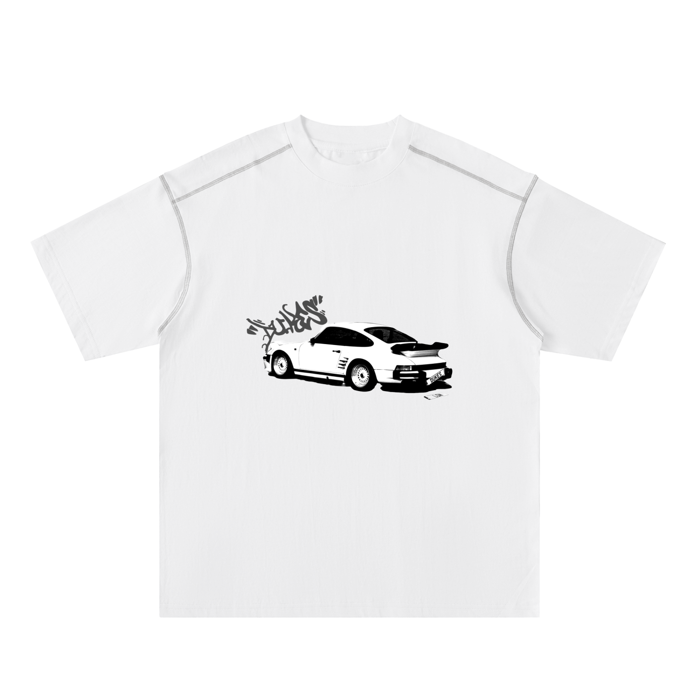 dukes.ldn car tee - white